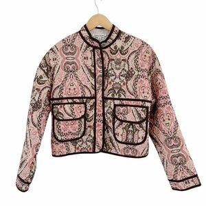Cottagecore Paisley Jacket Pink Cream Quilted Button Front Charmed Hearts Small